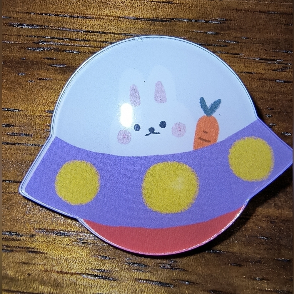 Cute Bunny UFO Enamel Pin